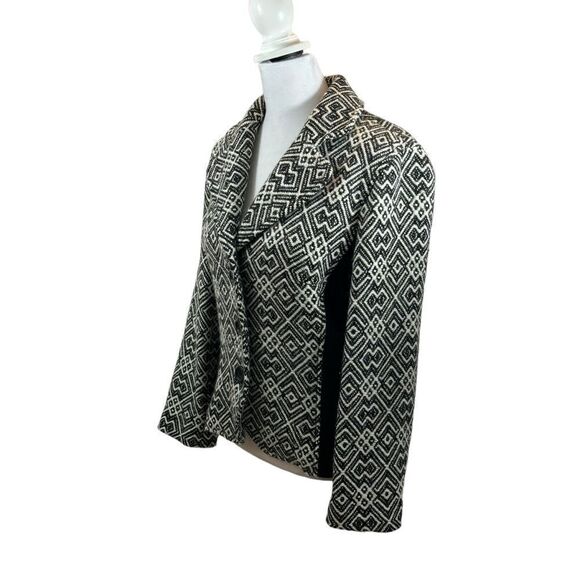 Ladies Donna Degnan Brand Wool Blend Black and White Geomtric Print Jacket 6 - Picture 4 of 12